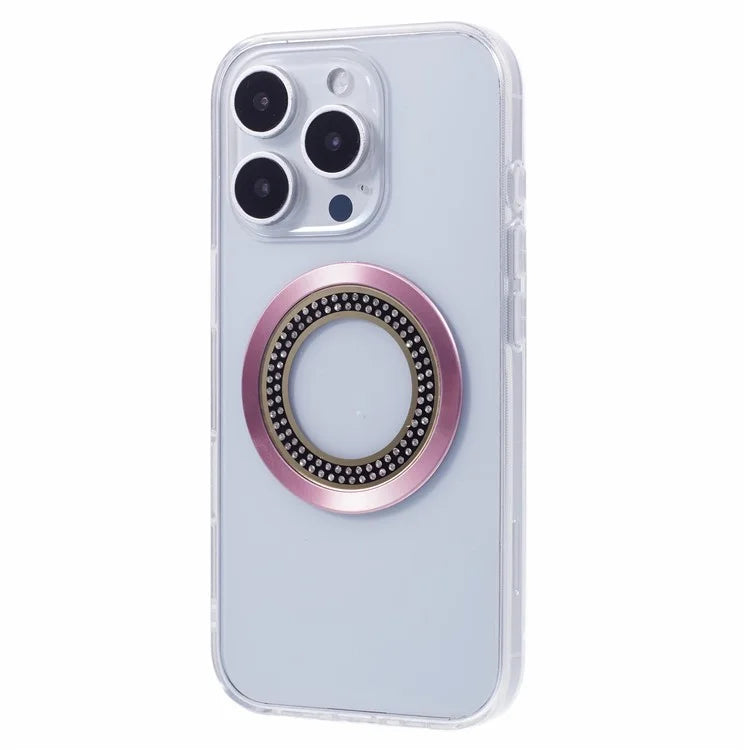 For iPhone 16 Pro Max Case Compatible with MagSafe TPU+Acrylic Shockproof Phone Cover Rhinestone Decor