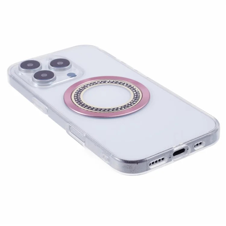 For iPhone 16 Pro Max Case Compatible with MagSafe TPU+Acrylic Shockproof Phone Cover Rhinestone Decor