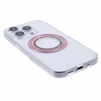 For iPhone 16 Pro Max Case Compatible with MagSafe TPU+Acrylic Shockproof Phone Cover Rhinestone Decor