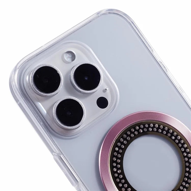 For iPhone 16 Pro Max Case Compatible with MagSafe TPU+Acrylic Shockproof Phone Cover Rhinestone Decor