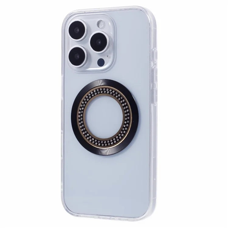 For iPhone 16 Pro Max Case Compatible with MagSafe TPU+Acrylic Shockproof Phone Cover Rhinestone Decor