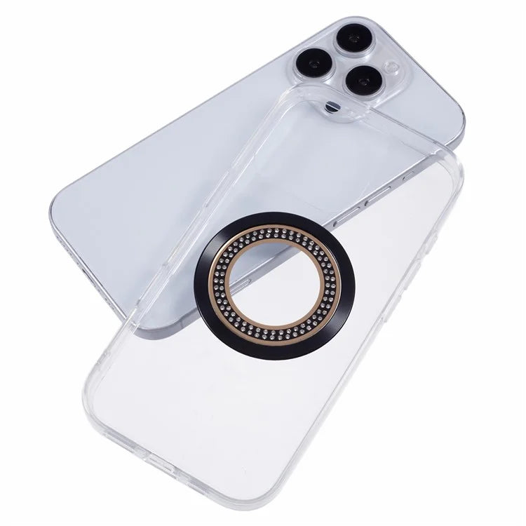 For iPhone 16 Pro Max Case Compatible with MagSafe TPU+Acrylic Shockproof Phone Cover Rhinestone Decor
