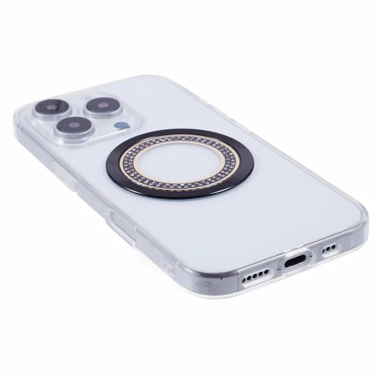 For iPhone 16 Pro Max Case Compatible with MagSafe TPU+Acrylic Shockproof Phone Cover Rhinestone Decor