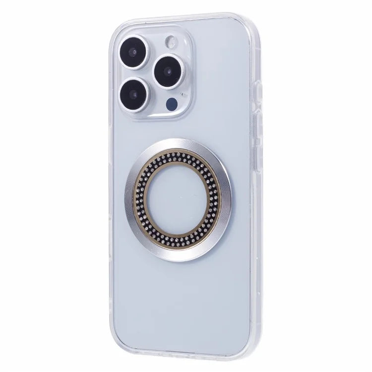 For iPhone 16 Pro Max Case Compatible with MagSafe TPU+Acrylic Shockproof Phone Cover Rhinestone Decor