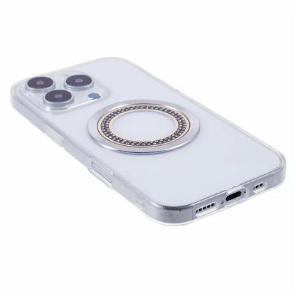 For iPhone 16 Pro Max Case Compatible with MagSafe TPU+Acrylic Shockproof Phone Cover Rhinestone Decor
