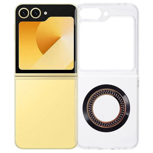 For Samsung Galaxy Z Flip6 5G Magnetic Case Shockproof PC Phone Cover Rhinestone Decor