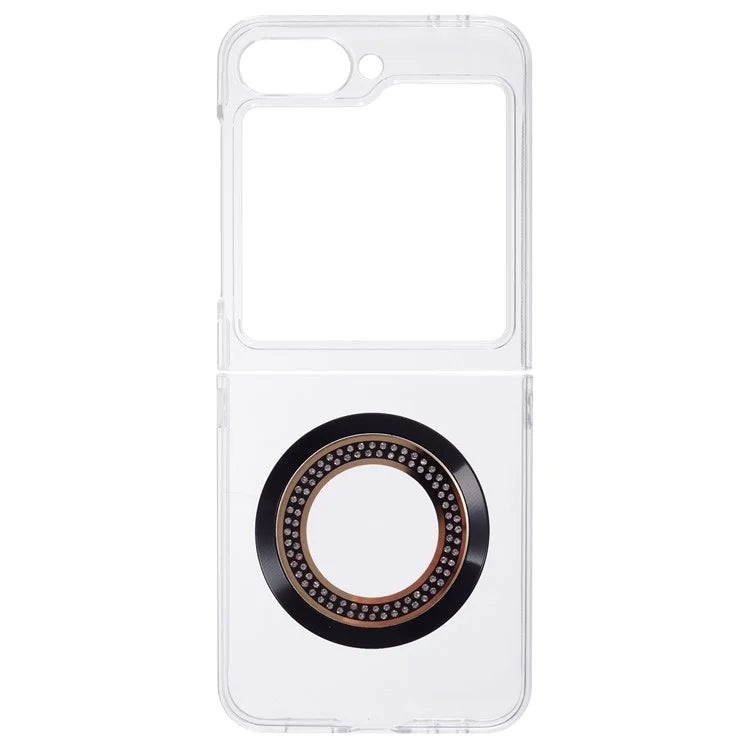 For Samsung Galaxy Z Flip6 5G Magnetic Case Shockproof PC Phone Cover Rhinestone Decor
