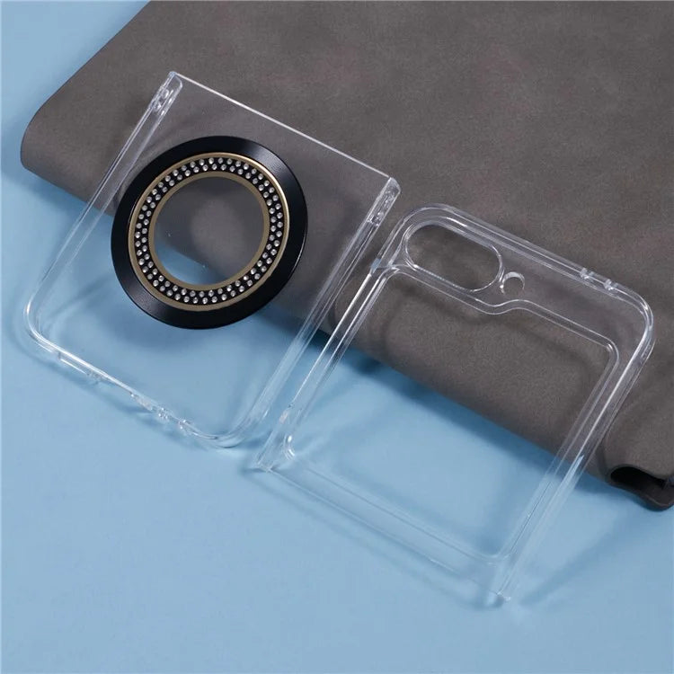 For Samsung Galaxy Z Flip6 5G Magnetic Case Shockproof PC Phone Cover Rhinestone Decor