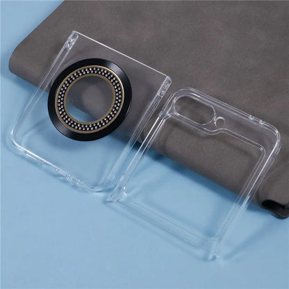For Samsung Galaxy Z Flip6 5G Magnetic Case Shockproof PC Phone Cover Rhinestone Decor