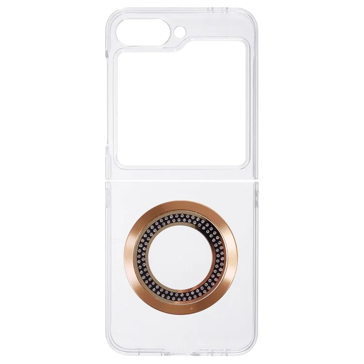 For Samsung Galaxy Z Flip6 5G Magnetic Case Shockproof PC Phone Cover Rhinestone Decor