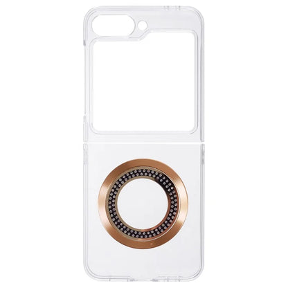 For Samsung Galaxy Z Flip6 5G Magnetic Case Shockproof PC Phone Cover Rhinestone Decor