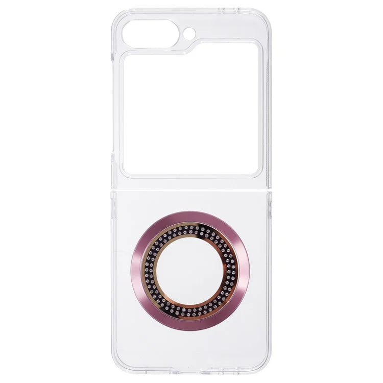 For Samsung Galaxy Z Flip6 5G Magnetic Case Shockproof PC Phone Cover Rhinestone Decor
