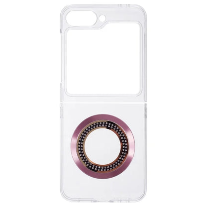 For Samsung Galaxy Z Flip6 5G Magnetic Case Shockproof PC Phone Cover Rhinestone Decor