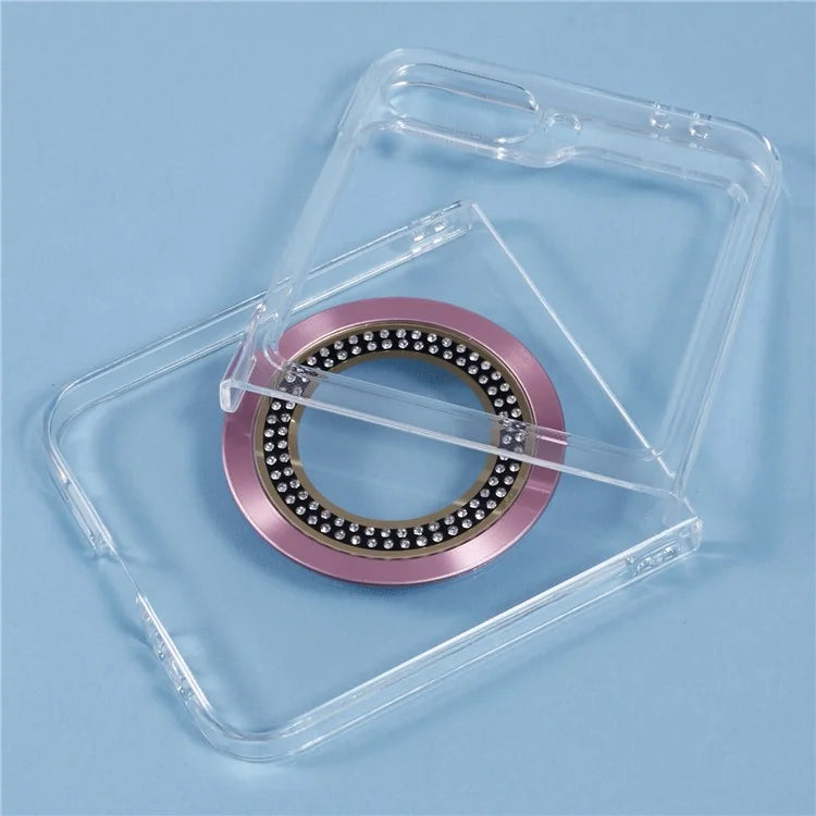 For Samsung Galaxy Z Flip6 5G Magnetic Case Shockproof PC Phone Cover Rhinestone Decor