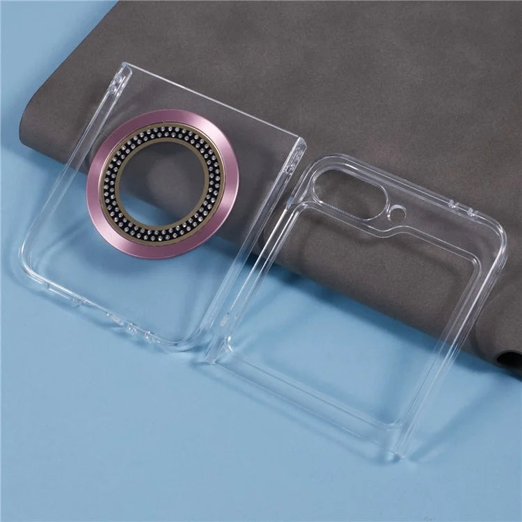 For Samsung Galaxy Z Flip6 5G Magnetic Case Shockproof PC Phone Cover Rhinestone Decor