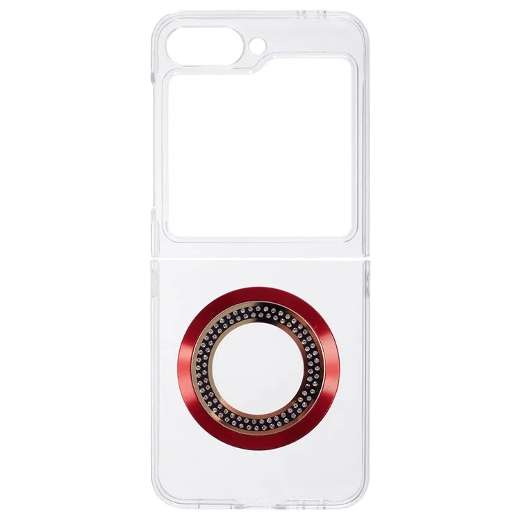 For Samsung Galaxy Z Flip6 5G Magnetic Case Shockproof PC Phone Cover Rhinestone Decor