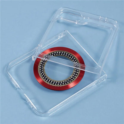 For Samsung Galaxy Z Flip6 5G Magnetic Case Shockproof PC Phone Cover Rhinestone Decor