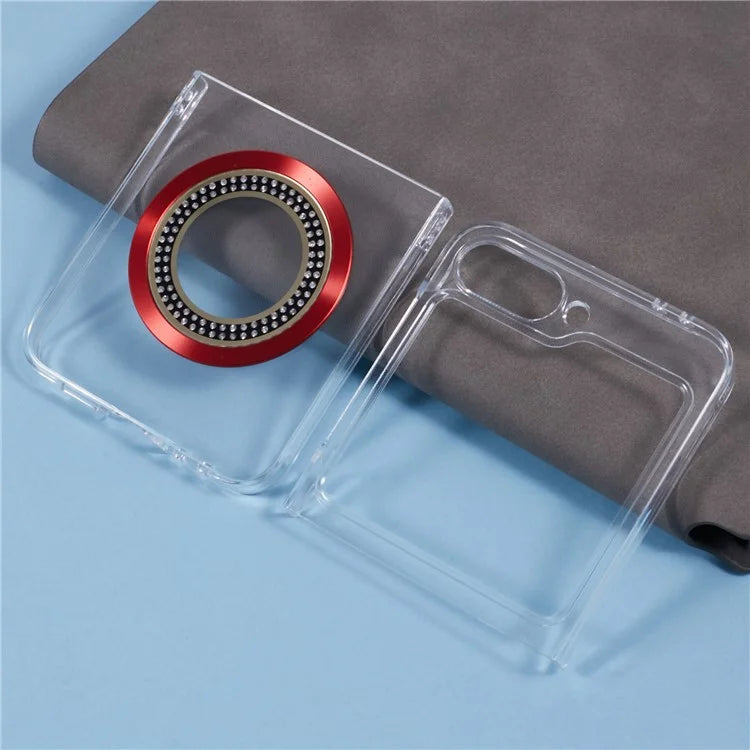 For Samsung Galaxy Z Flip6 5G Magnetic Case Shockproof PC Phone Cover Rhinestone Decor