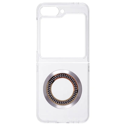 For Samsung Galaxy Z Flip6 5G Magnetic Case Shockproof PC Phone Cover Rhinestone Decor