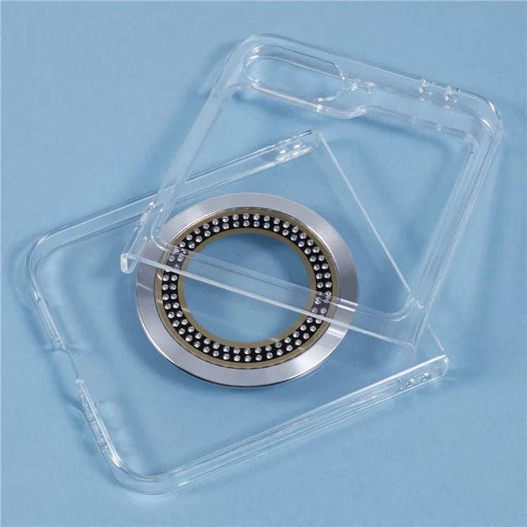 For Samsung Galaxy Z Flip6 5G Magnetic Case Shockproof PC Phone Cover Rhinestone Decor