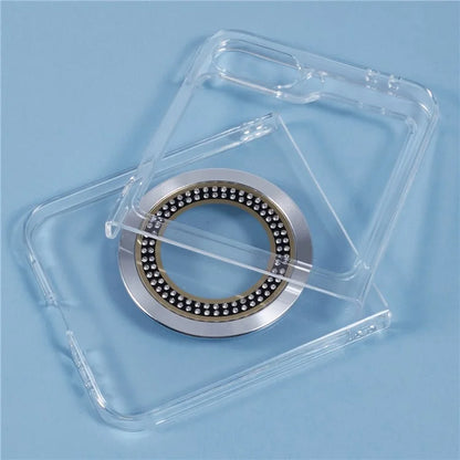 For Samsung Galaxy Z Flip6 5G Magnetic Case Shockproof PC Phone Cover Rhinestone Decor