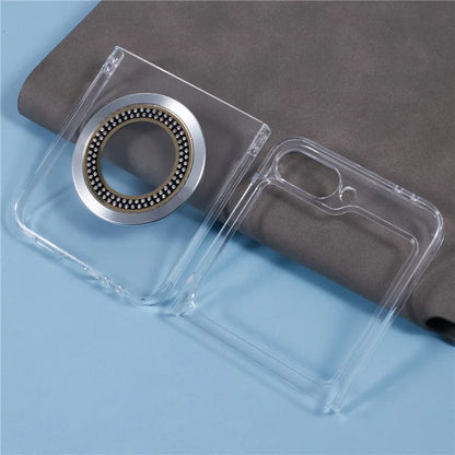 For Samsung Galaxy Z Flip6 5G Magnetic Case Shockproof PC Phone Cover Rhinestone Decor