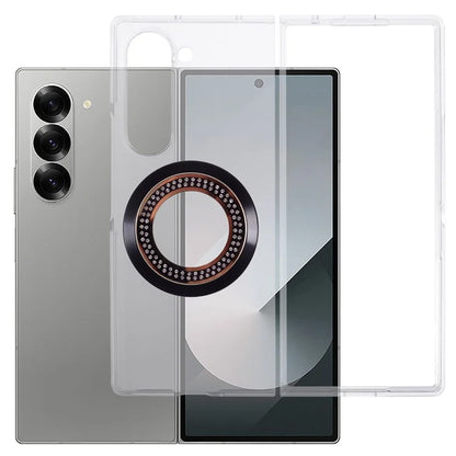 For Samsung Galaxy Z Fold6 5G Magnetic Case Shockproof PC Phone Cover Rhinestone Decor