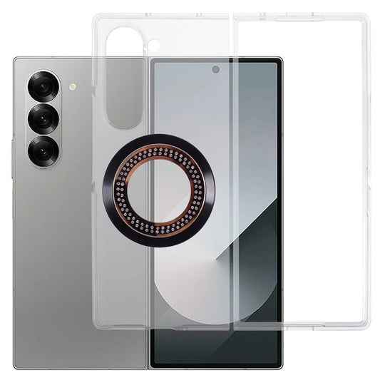 For Samsung Galaxy Z Fold6 5G Magnetic Case Shockproof PC Phone Cover Rhinestone Decor