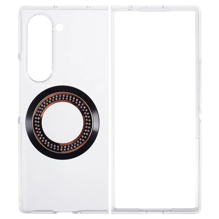 For Samsung Galaxy Z Fold6 5G Magnetic Case Shockproof PC Phone Cover Rhinestone Decor