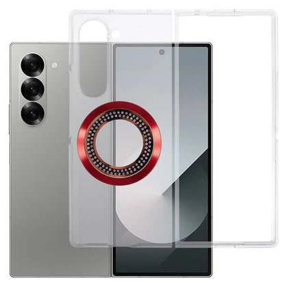 For Samsung Galaxy Z Fold6 5G Magnetic Case Shockproof PC Phone Cover Rhinestone Decor