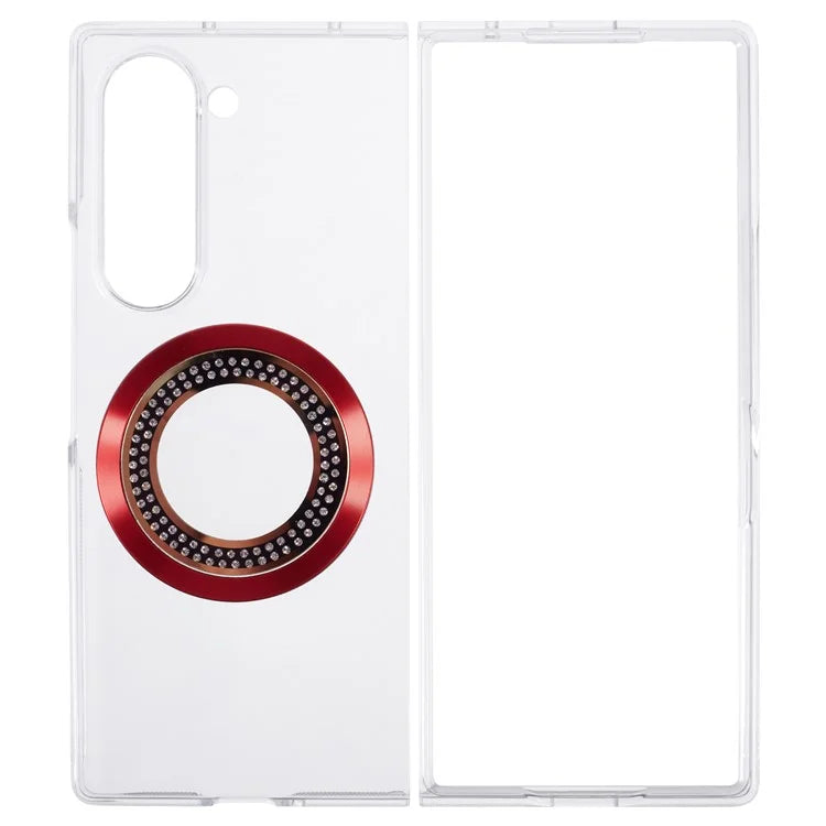 For Samsung Galaxy Z Fold6 5G Magnetic Case Shockproof PC Phone Cover Rhinestone Decor