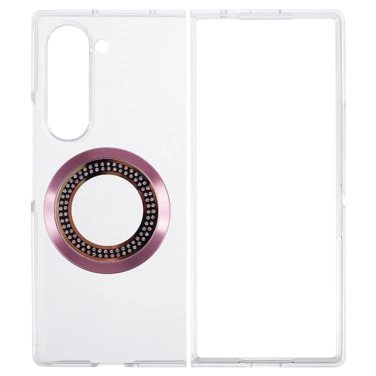 For Samsung Galaxy Z Fold6 5G Magnetic Case Shockproof PC Phone Cover Rhinestone Decor