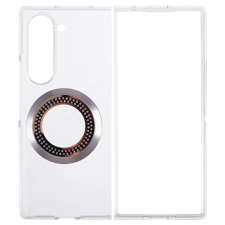 For Samsung Galaxy Z Fold6 5G Magnetic Case Shockproof PC Phone Cover Rhinestone Decor