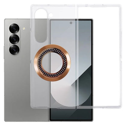 For Samsung Galaxy Z Fold6 5G Magnetic Case Shockproof PC Phone Cover Rhinestone Decor