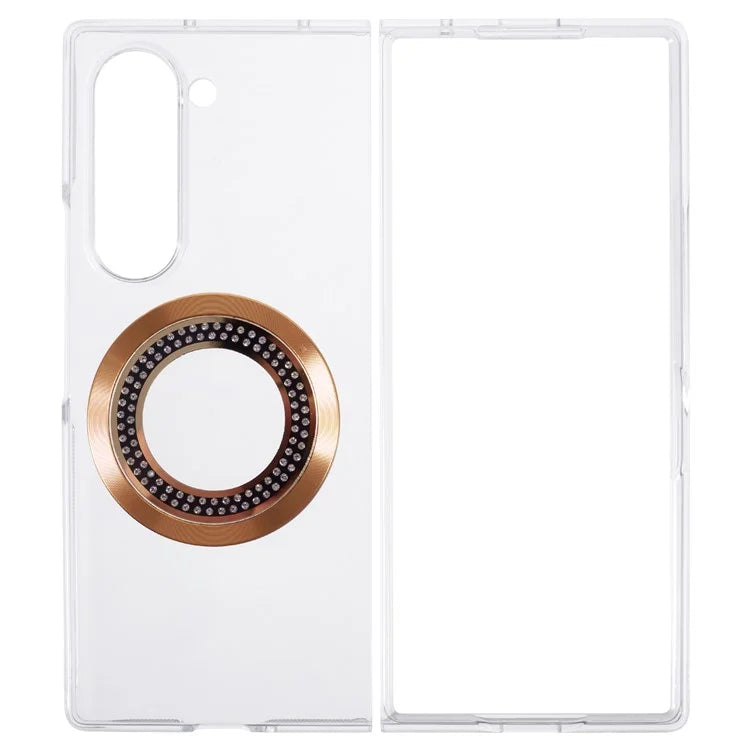 For Samsung Galaxy Z Fold6 5G Magnetic Case Shockproof PC Phone Cover Rhinestone Decor