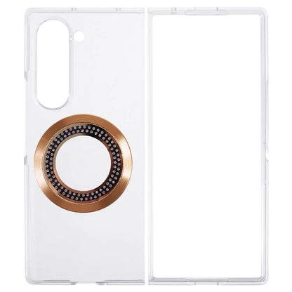 For Samsung Galaxy Z Fold6 5G Magnetic Case Shockproof PC Phone Cover Rhinestone Decor