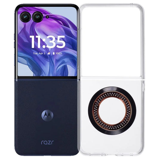 For Motorola Razr 50 Ultra 5G Magnetic Case Shockproof PC Phone Cover Rhinestone Decor