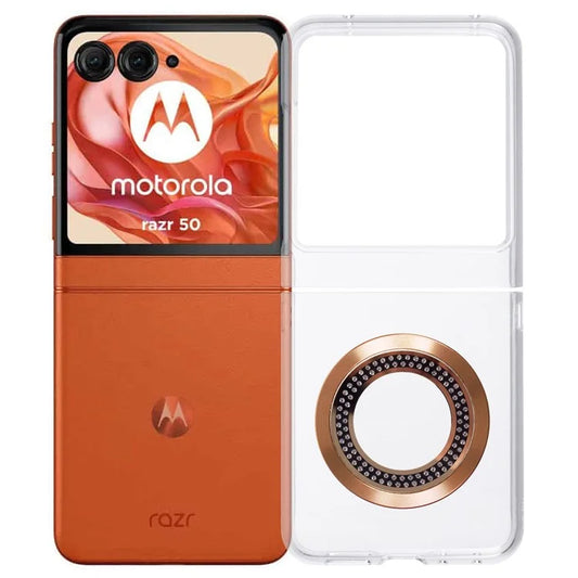 For Motorola Razr 50 5G Magnetic Case Shockproof PC Phone Cover Rhinestone Decor