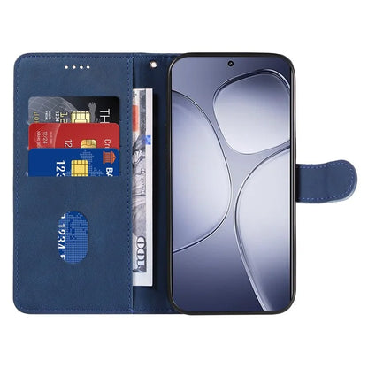 For Xiaomi Redmi K70 Ultra Case Stand Wallet Leather Phone Cover Curved Line Wrist Strap - Blue