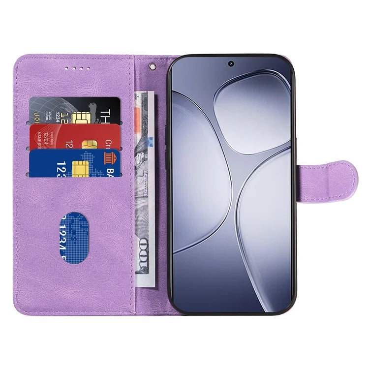 For Xiaomi Redmi K70 Ultra Case Stand Wallet Leather Phone Cover Curved Line Wrist Strap - Blue