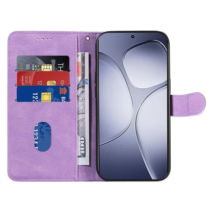 For Xiaomi Redmi K70 Ultra Case Stand Wallet Leather Phone Cover Curved Line Wrist Strap - Blue