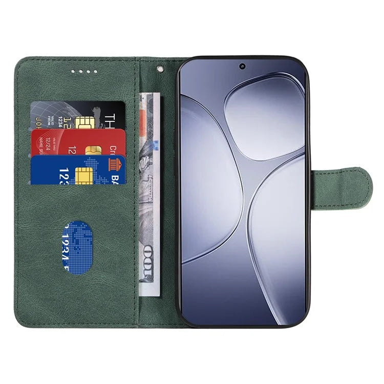 For Xiaomi Redmi K70 Ultra Case Stand Wallet Leather Phone Cover Curved Line Wrist Strap - Blue