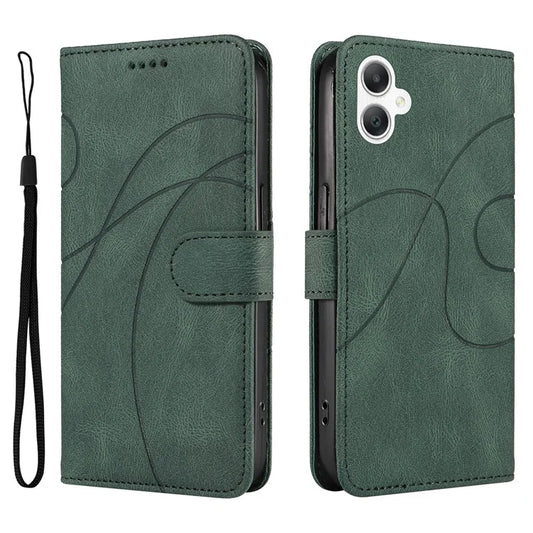 For Samsung Galaxy A06 Case Stand Wallet Leather Phone Cover Curved Line Wrist Strap