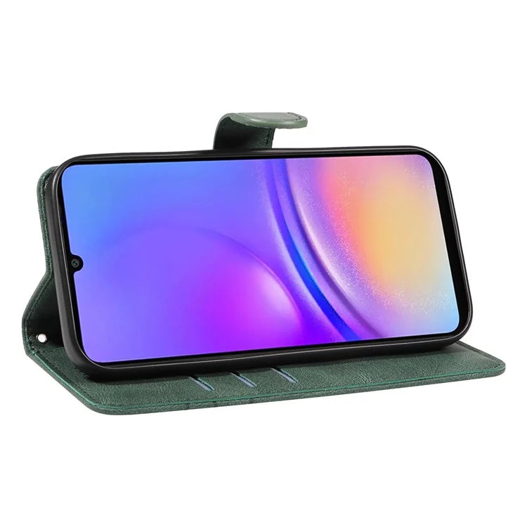 For Samsung Galaxy A06 Case Stand Wallet Leather Phone Cover Curved Line Wrist Strap