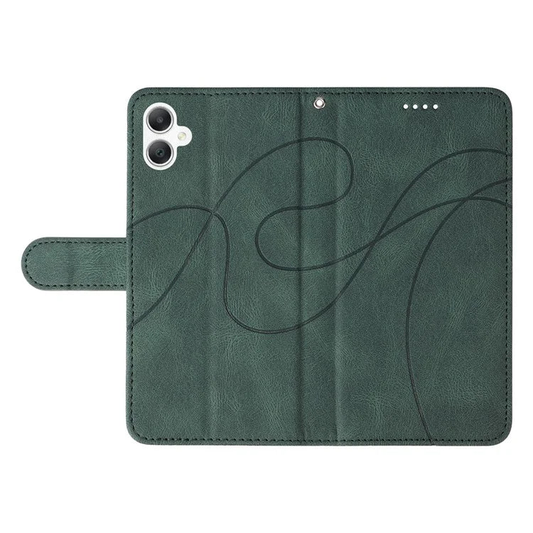 For Samsung Galaxy A06 Case Stand Wallet Leather Phone Cover Curved Line Wrist Strap