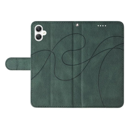For Samsung Galaxy A06 Case Stand Wallet Leather Phone Cover Curved Line Wrist Strap