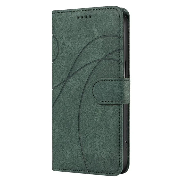For Samsung Galaxy A06 Case Stand Wallet Leather Phone Cover Curved Line Wrist Strap