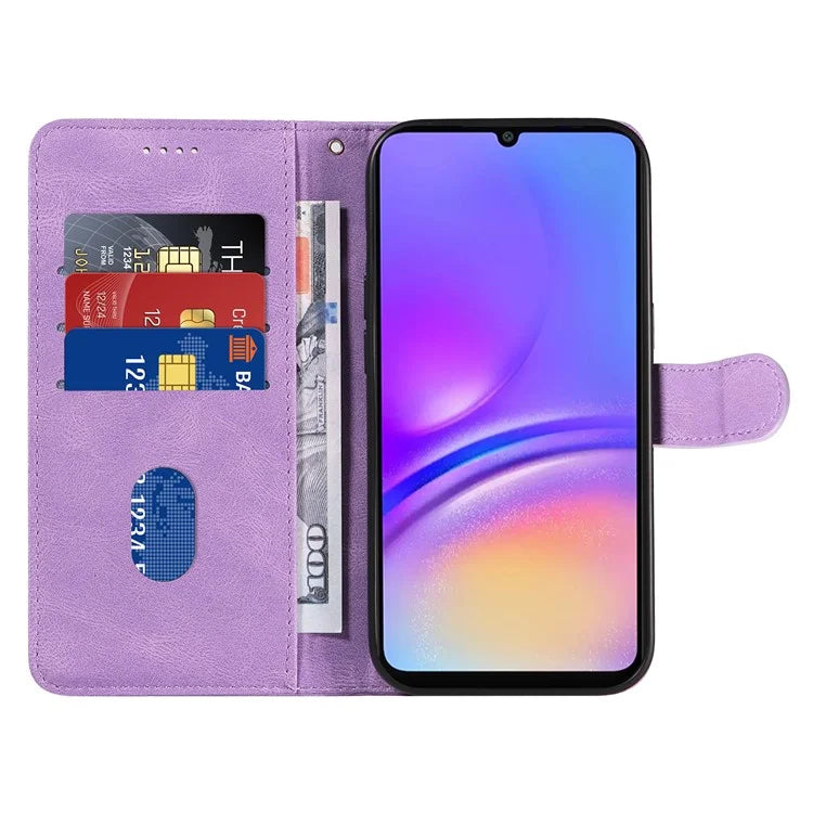 For Samsung Galaxy A06 Case Stand Wallet Leather Phone Cover Curved Line Wrist Strap