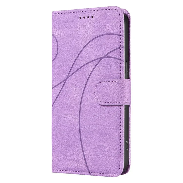 For Samsung Galaxy A06 Case Stand Wallet Leather Phone Cover Curved Line Wrist Strap