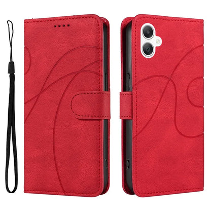 For Samsung Galaxy A06 Case Stand Wallet Leather Phone Cover Curved Line Wrist Strap